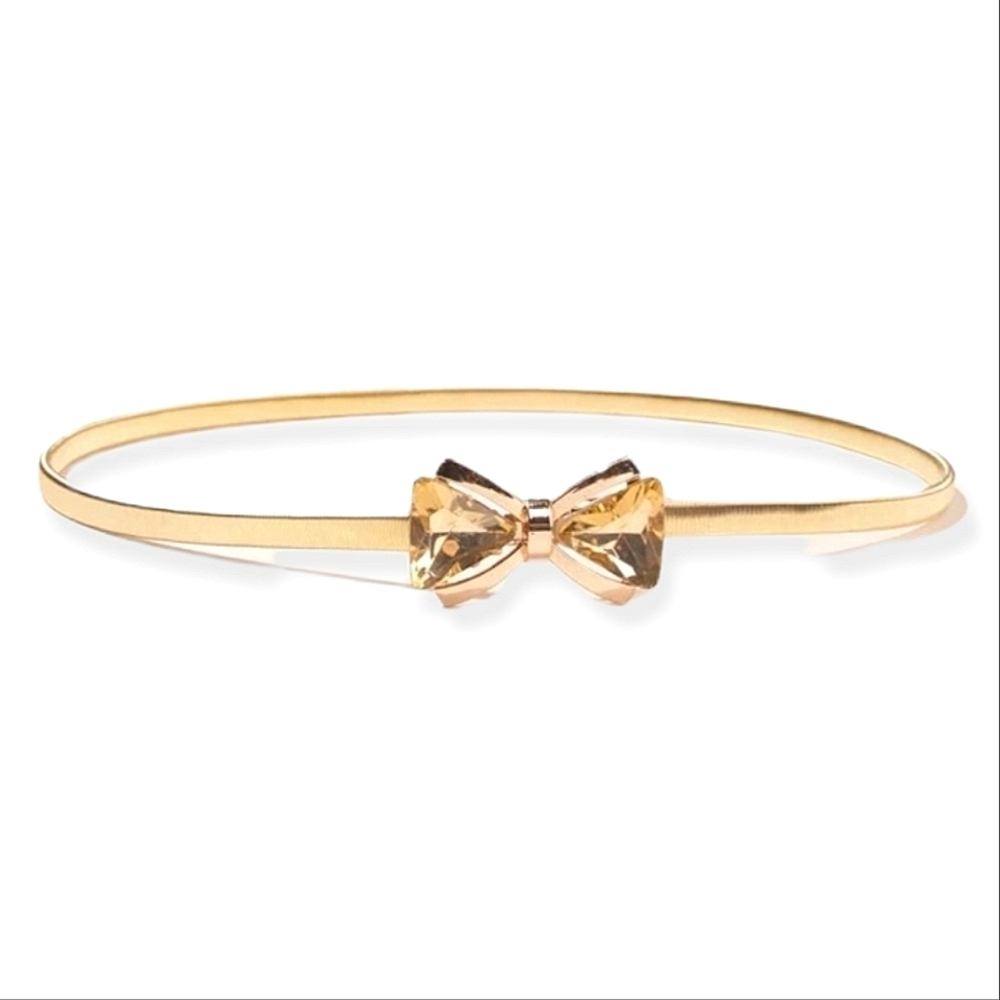Gold snake Metal stretch skinny dress waist belt bow buckle Cocktail wedding NEW
